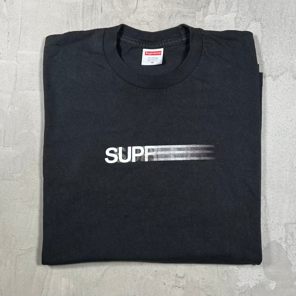 Supreme Motion Logo Black Tee (2023) Size Medium USED x18934
