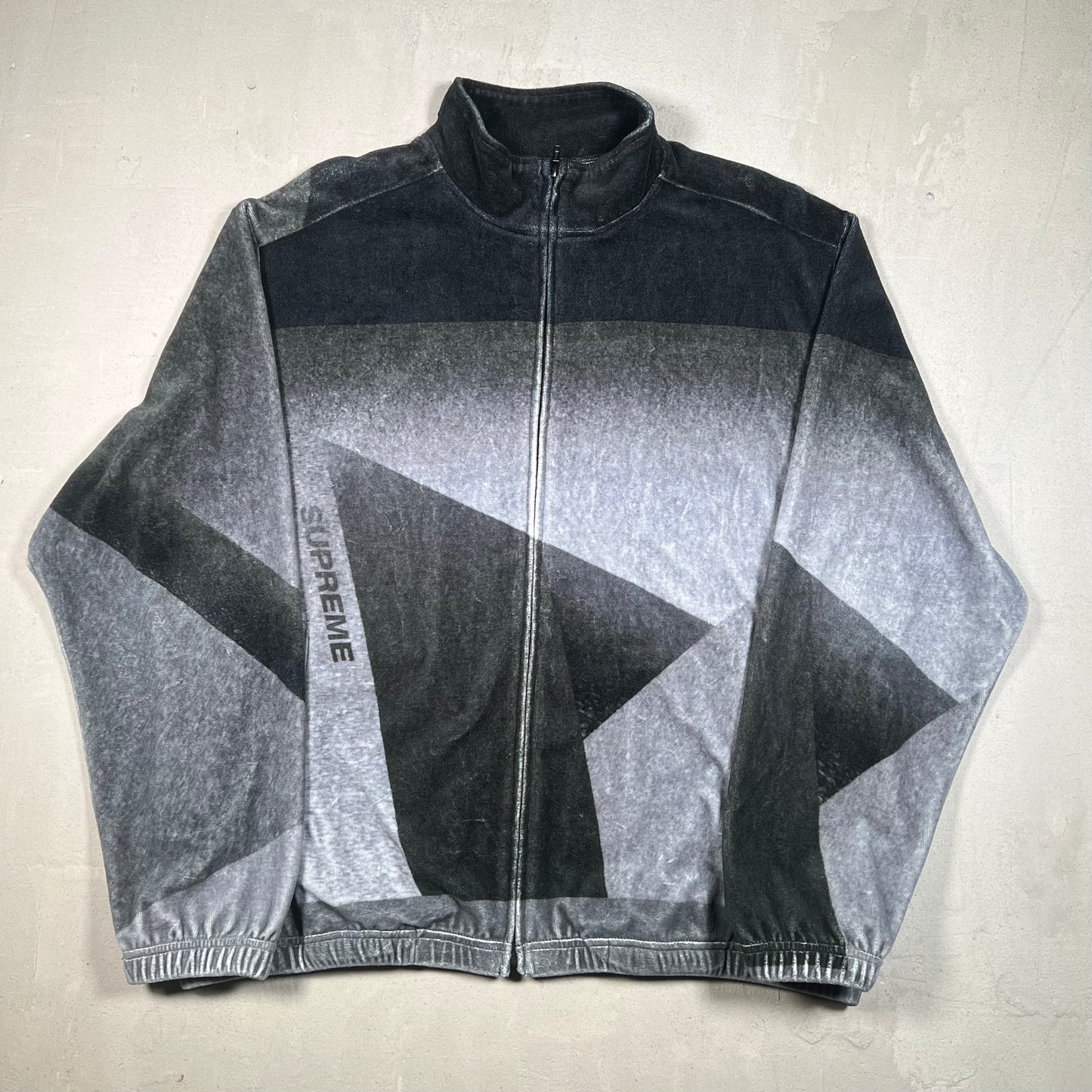 Supreme Geo Velour Track Jacket Black (2023) Size Large USED x17220