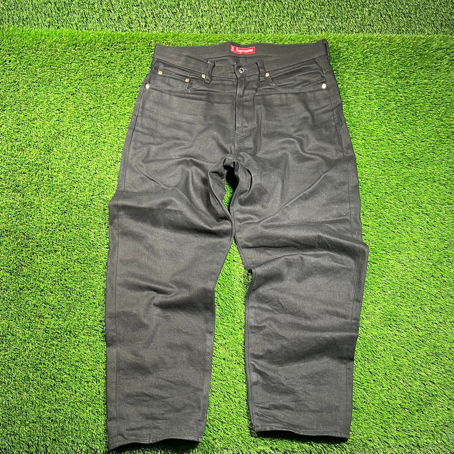 Supreme Baggy Rigid Selveged Black Denim Size 32 USED x16303