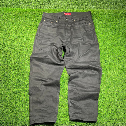 Supreme Baggy Rigid Selveged Black Denim Size 32 USED x16303