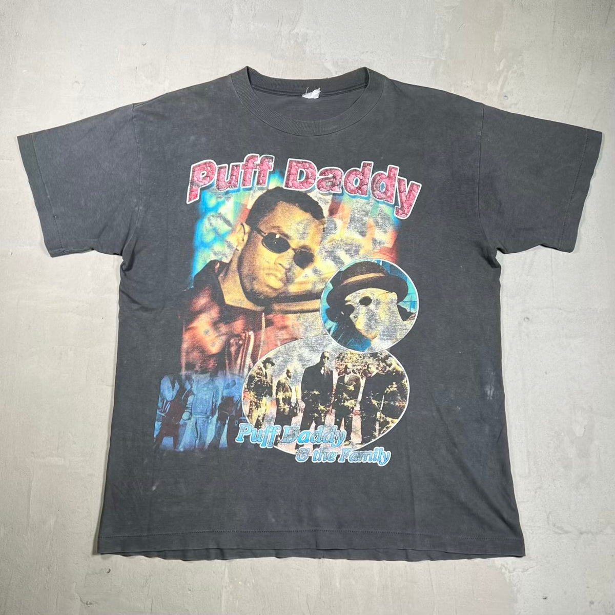 1990s Puff Daddy P Diddy Hold Me Down Rap Style Washed Black Tee Size XL USED v20121