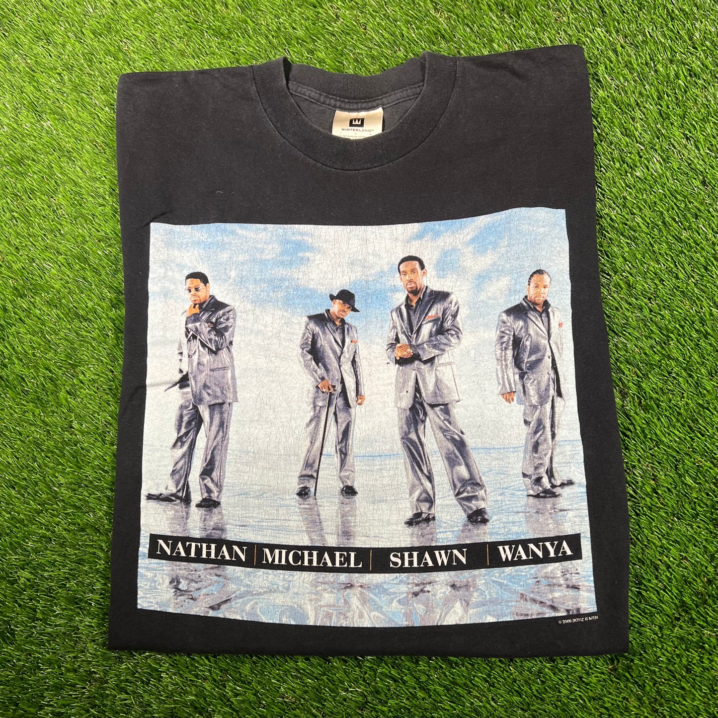 2000 Boys 2 Men Crew Black Tee Size Large USED v18060