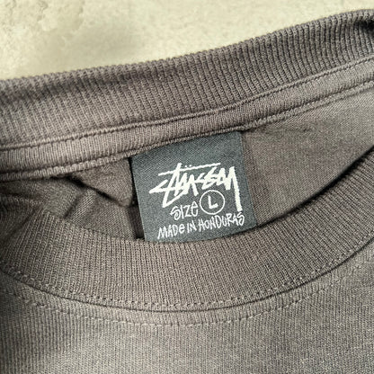Stussy California Dark Grey Logo Tee Size Large USED x17504