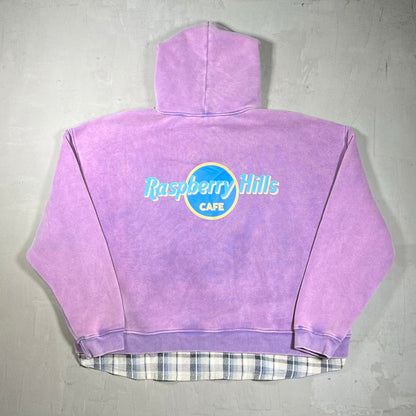GV Gallery Raspberry Hills Cafe Washed Purple Zip Up Hoodie Size XL USED x18617