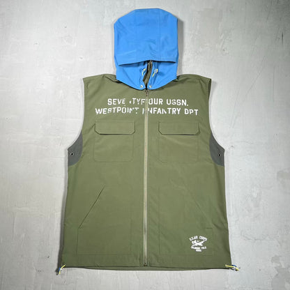 74 Is War Hooded Olive Green Target Vest Size Large USED x18394