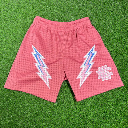 Eric Emanuel Pink Short/Pink Logo Lightning Bolts Size Large USED x14450