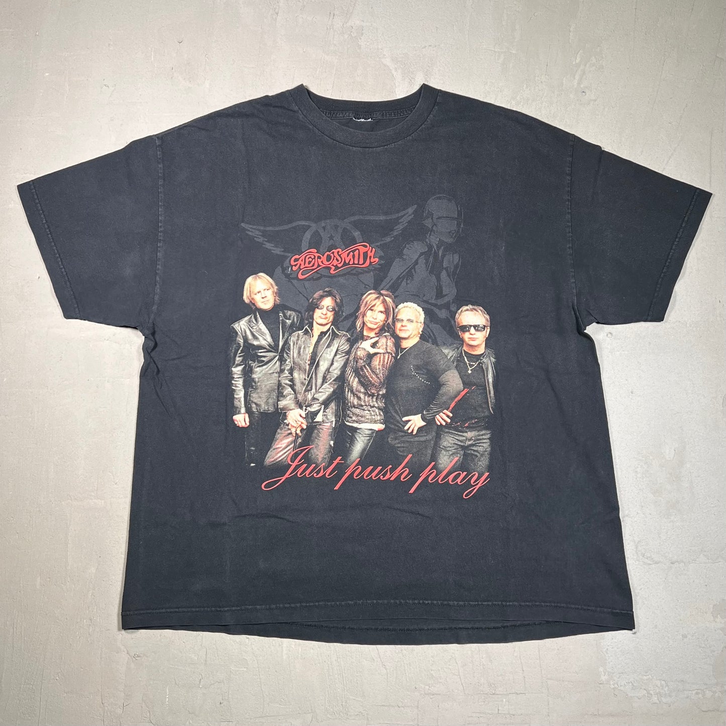 2001 Aerosmith Just Push Play Tour Black Tee Size XL USED v18038