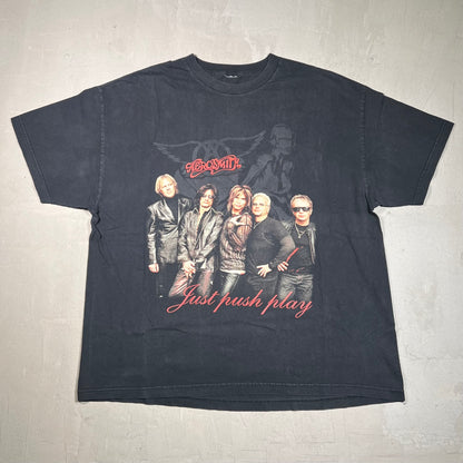 2001 Aerosmith Just Push Play Tour Black Tee Size XL USED v18038