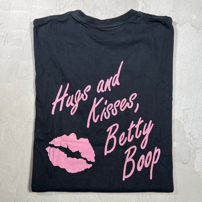 Betty Boop Hugs and Kisses Black Tee Size Large USED v20154