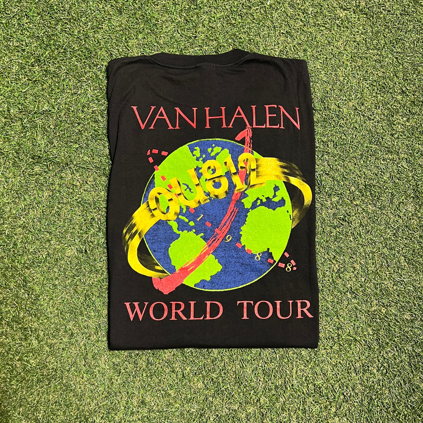 1988 Van Halen OU812 World Tour Black Tee Size XL USED v16049