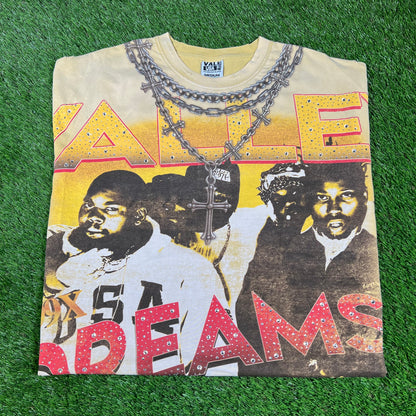 Vale Valley Dreams Rhinestone Wu-Tang Yellow Tee Size Medium NEW x14404