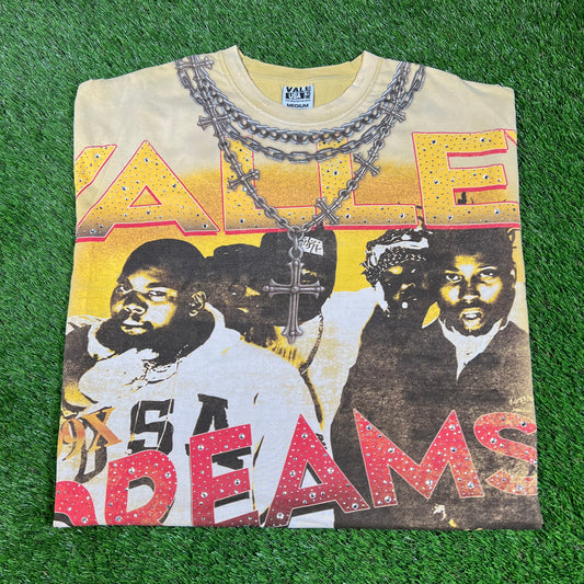Vale Valley Dreams Rhinestone Wu-Tang Yellow Tee Size Medium NEW x14404