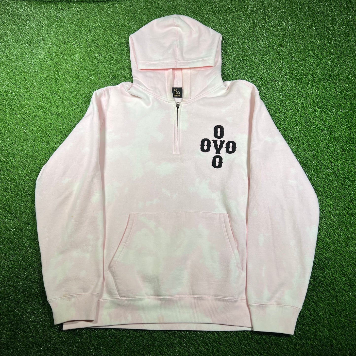 OVO Pink Tie Dye Half Zip Hoodie Size XL USED x15569