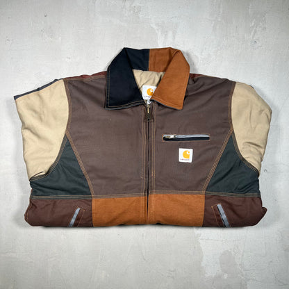 Carhartt Brown Patch Work Custom Work Wear Jacket Size Medium USED v19276