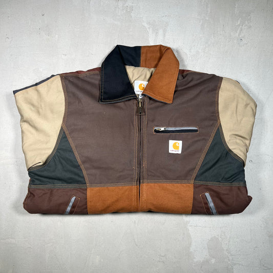 Carhartt Brown Patch Work Custom Work Wear Jacket Size Medium USED v19276