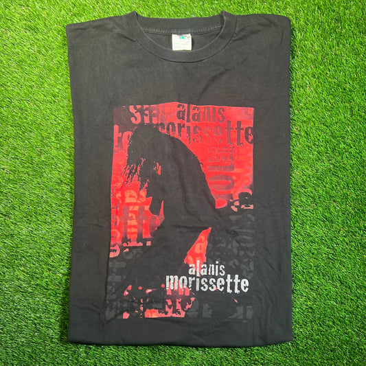 1990s Alanis Morissette "Jagged Little Pill" Tour Black Tee Size XL USED v18828
