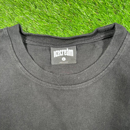 IceCream Black Flower Pot Logo Tee Size Large USED x14813