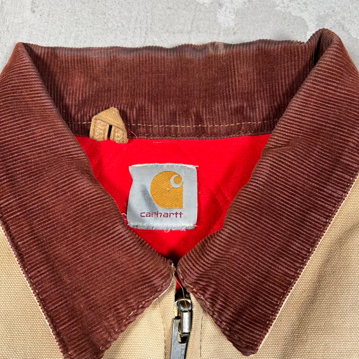 1990s Carhartt Santa Fe Khaki Zip Up Workwear Jacket Size Large USED v20367