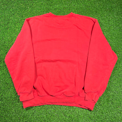 Y2K Nike White Swoosh Red Crewneck Size XL USED v18587