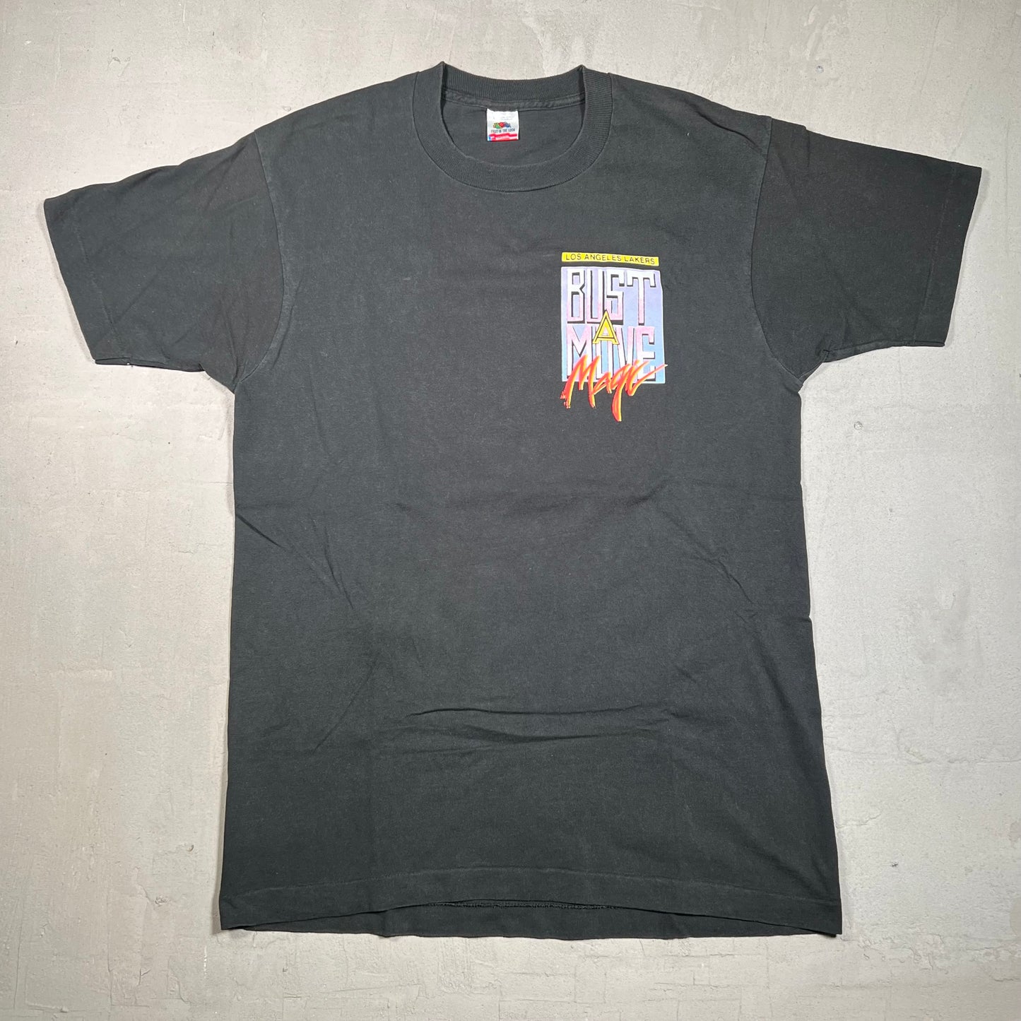 1990s Bust A Move Magic Johnson Tag Rap Style Black Tee Size XL USED v10944