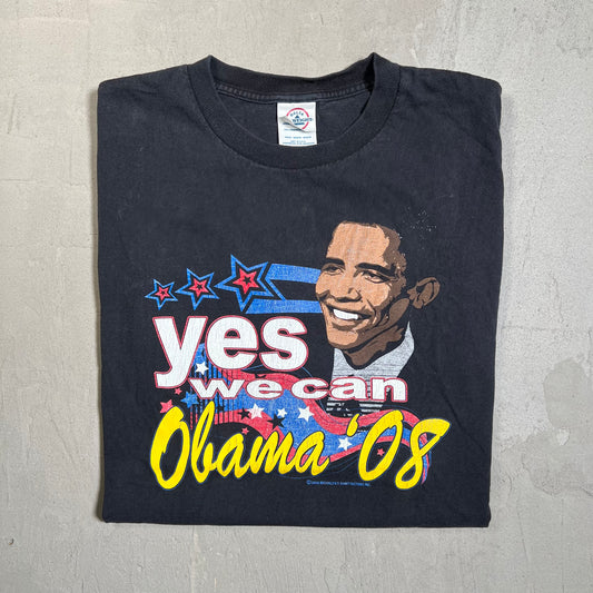 2008 Obama "Yes We Can" Black Tee Size Medium USED v19586