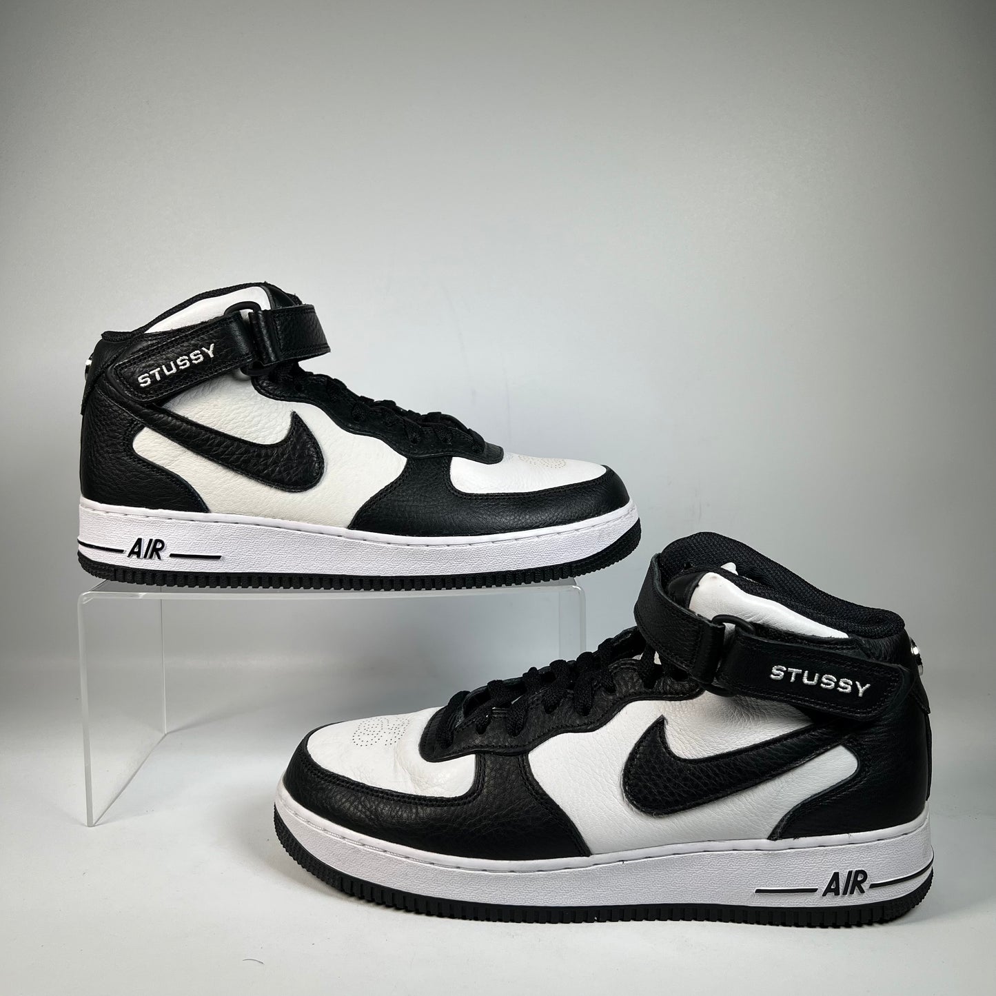 Nike Air Force 1 Mid Stussy Light Bone Black (2022) Size 10.5 USED s22287