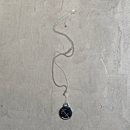 Tiffany & Co Round Tag Zodiac Sagittarius Silver Pendant Necklace USED x17638