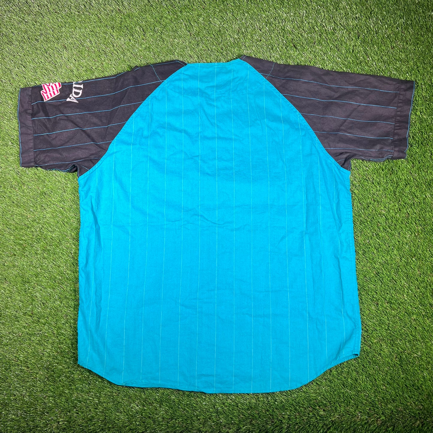 1990s Marlins Mirage Blue Button Up Jersey Size XL USED v17391