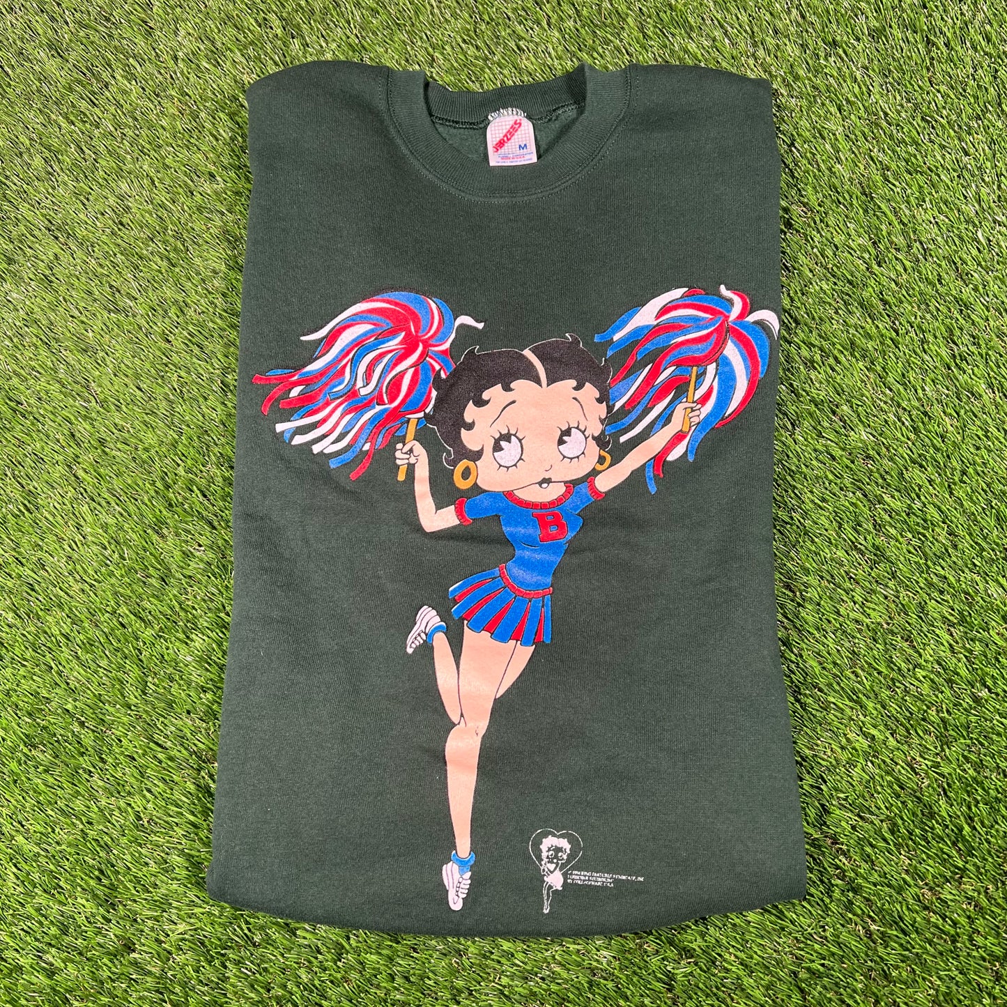 1990s Betty Boop Green Cheerleader Crewneck Size Medium USED v17878