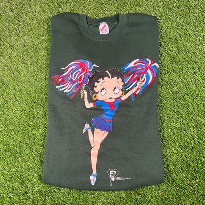 1990s Betty Boop Green Cheerleader Crewneck Size Medium USED v17878