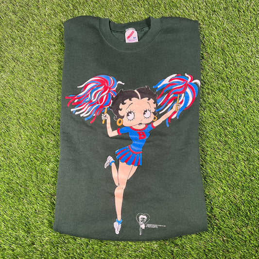 1990s Betty Boop Green Cheerleader Crewneck Size Medium USED v17878