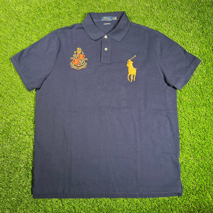 Polo Ralph Lauren Crest Navy Polo Tee Size XL USED v18184