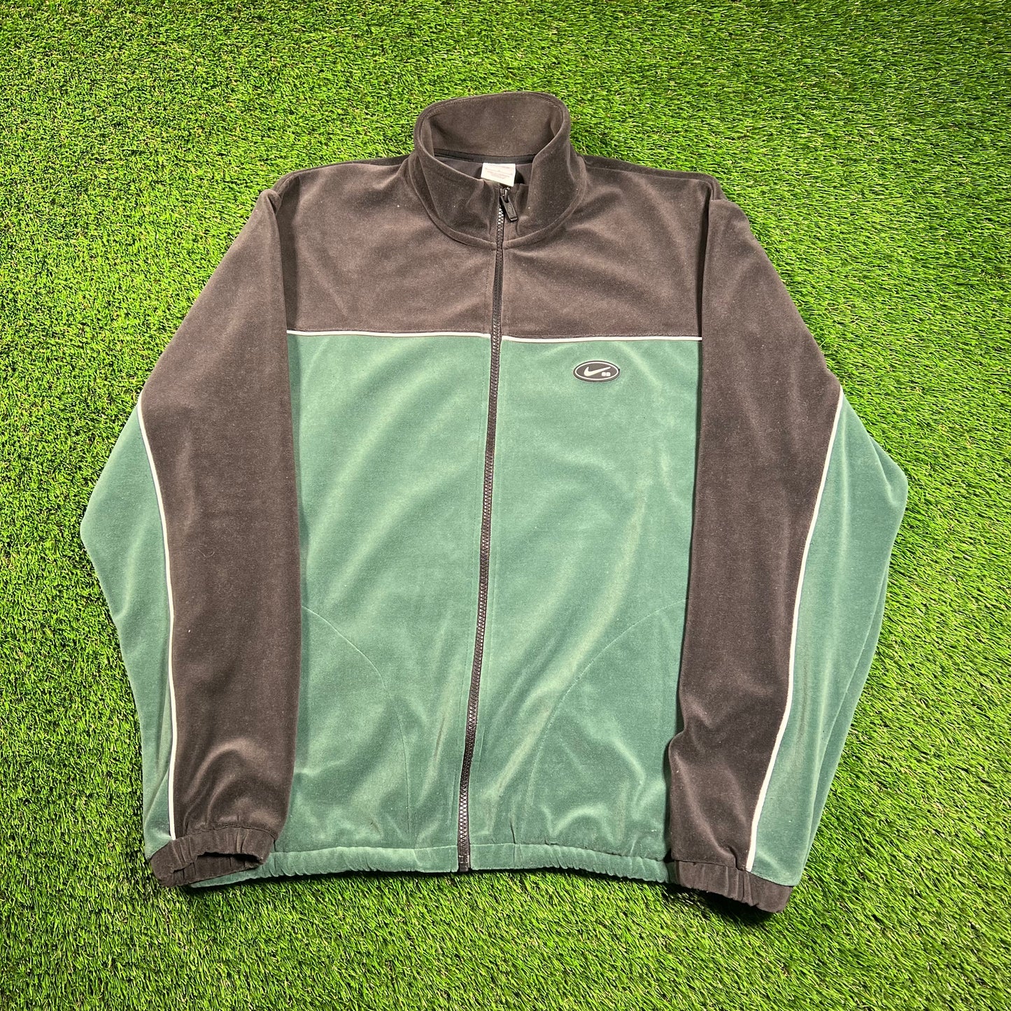Nike SB Green Velour Skate Jacket Size Medium USED v18478