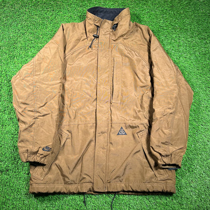 Y2K Nike ACG Brown Insulated Field Jacket Size Large USED v18572