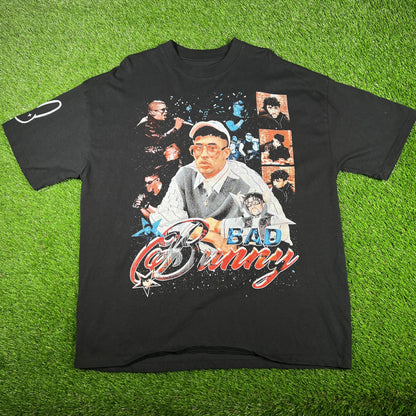 Bad Bunny Modern Rap Graphic Black Tee Size XXL USED v17003