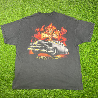 1990s West Coast Choppers "Long Beach" Black Tee Size XL USED v17059
