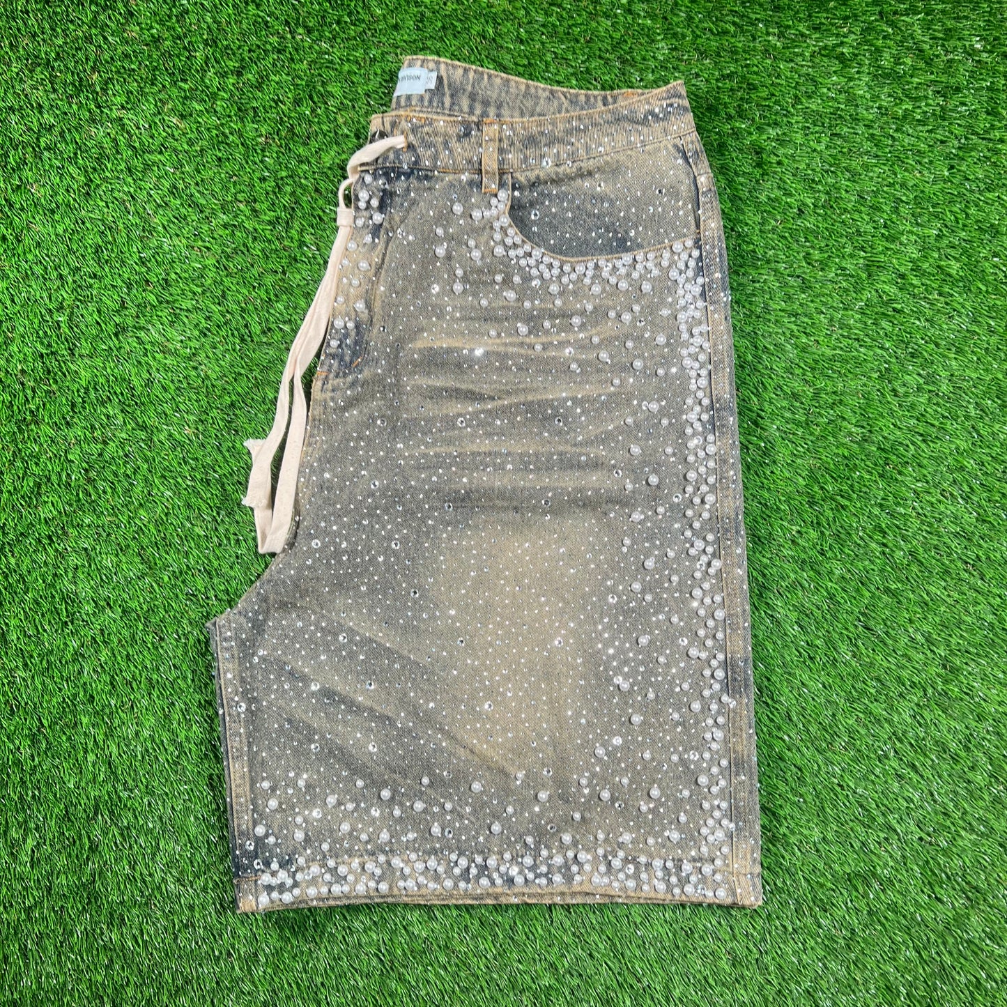 Vale Rainforest Rhinestone Denim Washed Jean Jhorts Size 36 USED x16557
