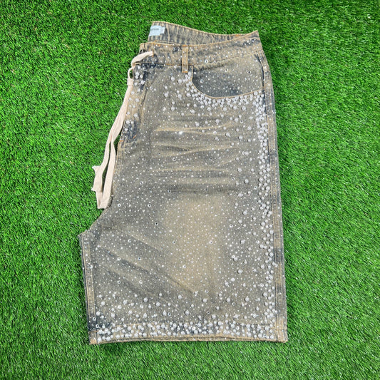Vale Rainforest Rhinestone Denim Washed Jean Jhorts Size 36 USED x16557