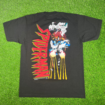 Mask and Disguise M.A.D. Marvel "Spiderman" Black Tee Size Large USED v17081