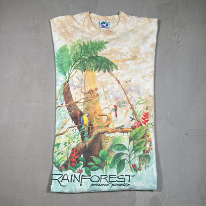 1990s Liquid Blue Rainforest AOP Size XL USED v19513