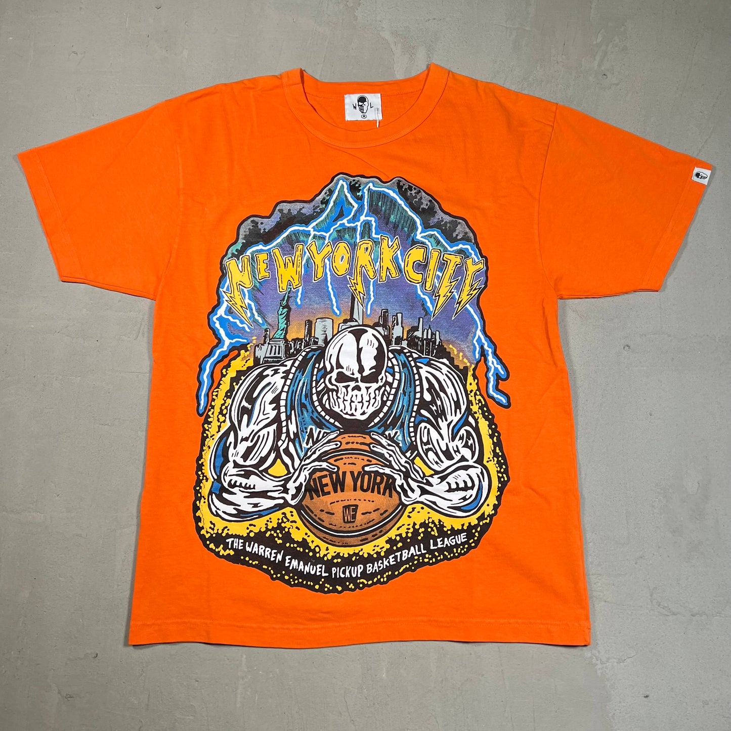 Warren Lotas New York Pick Up Basketball Orange Tee Size Medium NEW x11907