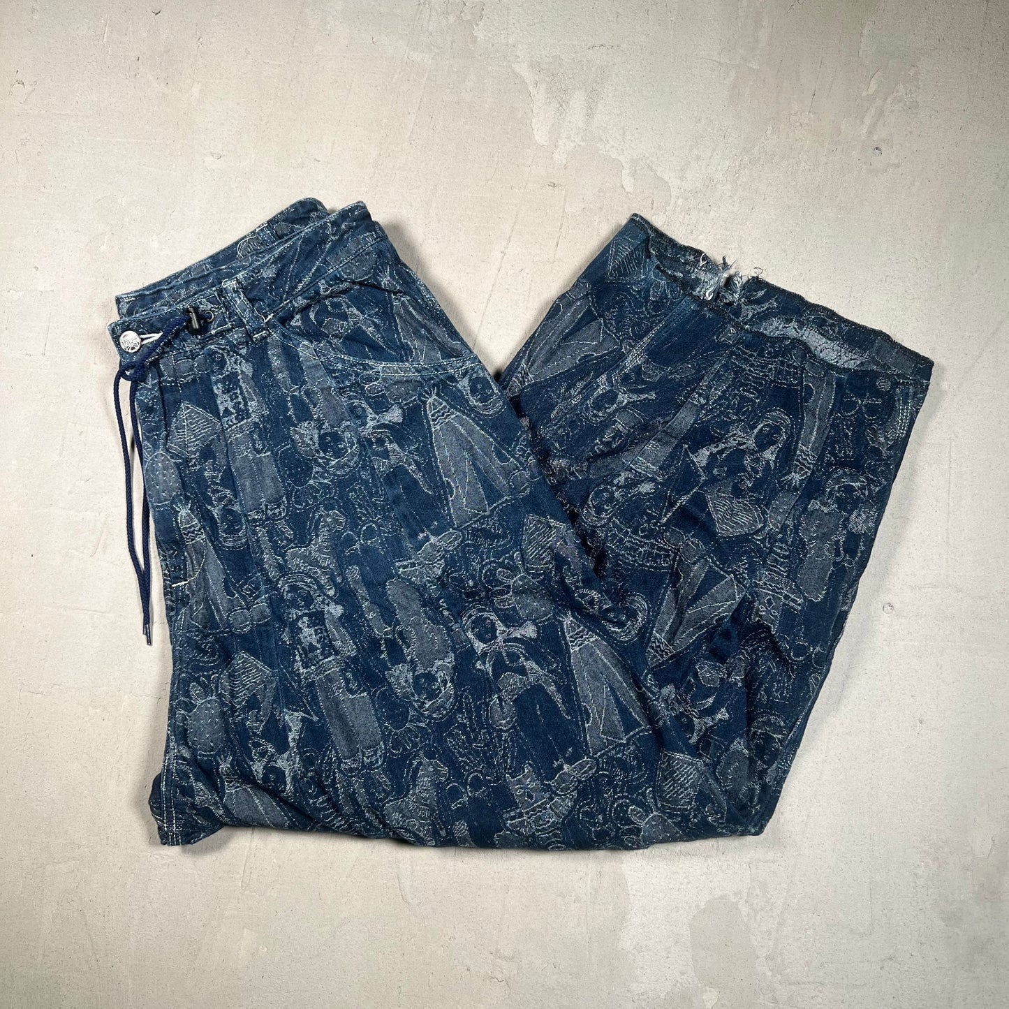 Needles H.D. Painters Doll Jacquard Indigo Pants Size Small USED x17444