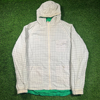 Kid Robot Reversible Green/White Zip Up Windbreaker Size Medium USED v18304