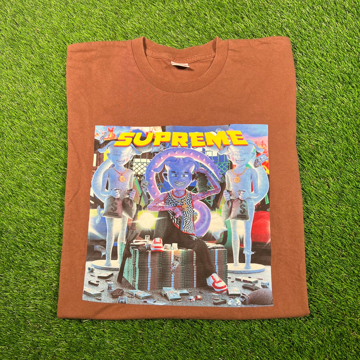 Supreme Richest Brown Tee (2021) Size Large USED x15385