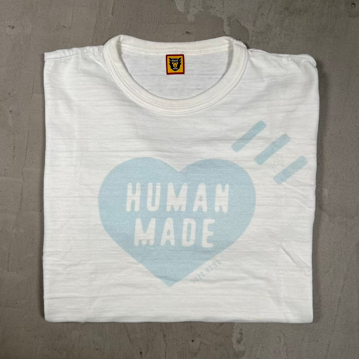 Human Made Blue Heart White Tee (2020) Size Large USED x18535