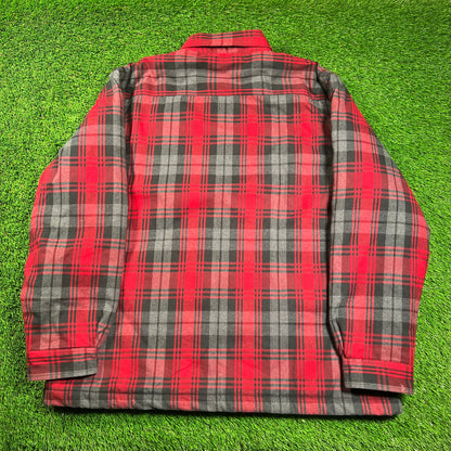 Carhartt Fleece Lined Red Plaid Longsleeve Size XXL USED v18474