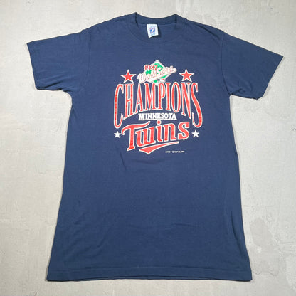 1987 Minnesota Twins Navy World Series Tee Size Medium v17769