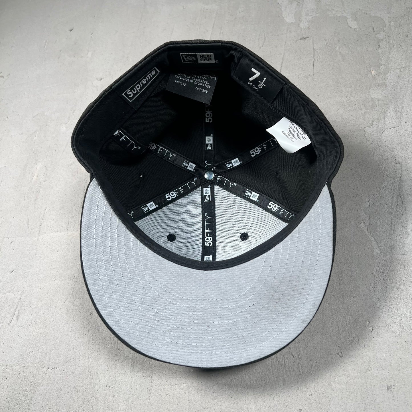 Supreme New Era Box Logo Rings Black Fitted Hat USED x17481