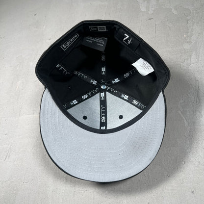 Supreme New Era Box Logo Rings Black Fitted Hat USED x17481