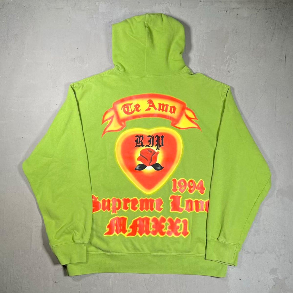 Supreme Love Green Hoodie (2021) Size XL USED x18782